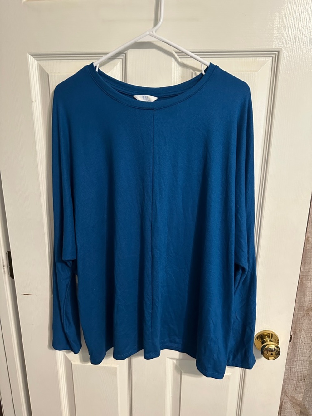 Teal Blue Long Sleeve Crewneck Top
